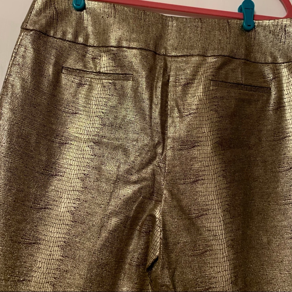 Alfani Gold Metallic Python Snakeskin Slim Pants - Picture 5 of 8